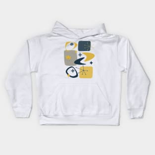 Atomic Age Mid Century 15 in Navy, Yellow and Grey Kids Hoodie